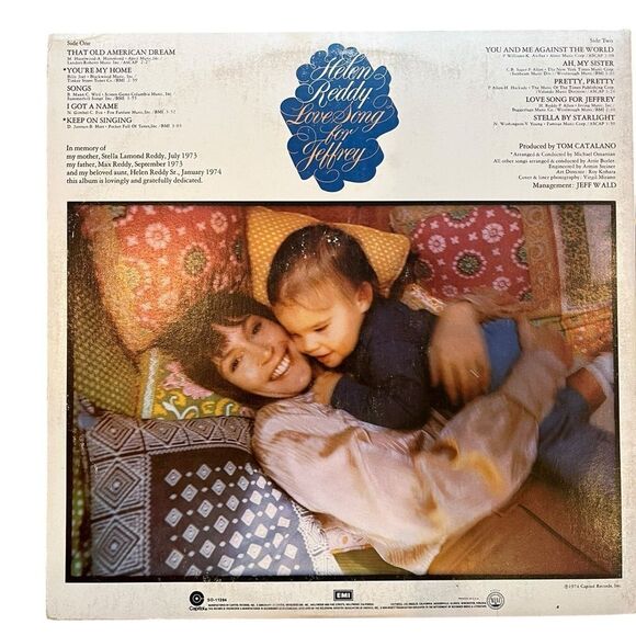 RARE - HELEN REDDY LOVE SONG FOR JEFFREY 12” LP VINYL RECORD 1974 CAPITOL RECORD - Picture 9 of 9